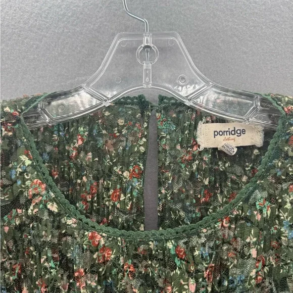 Anthropologie Porridge Pleated Floral Printed Lace Blouse Size L Romantic - Picture 7 of 14